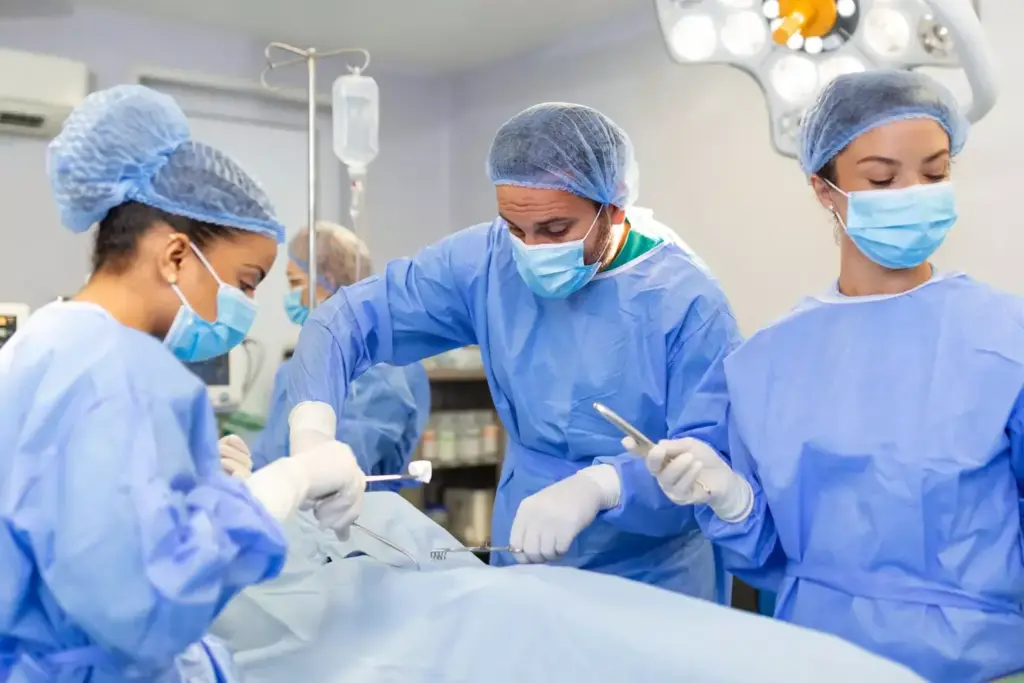 a well lit modern operating room filled with a team of skilled medical professionals. in the 1024x683